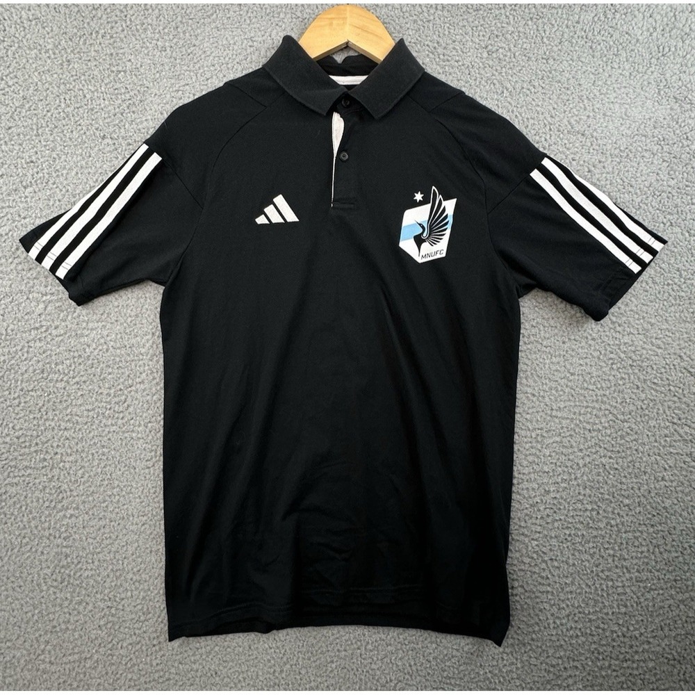 MNUFC Loons Polo Shirt Mens Small Black Regular Fit Adidas Soccer MLS